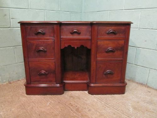 fig 2. ANTIQUE VICTORIAN MAHOGANY PEDASTAL KNEEHOLE DESK C1880