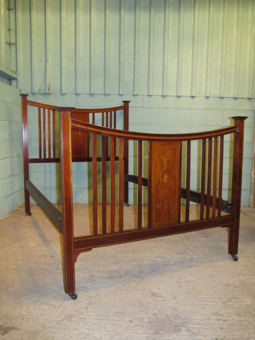 Antique Edwardian Inlaid Mahogany Double Bed C1900