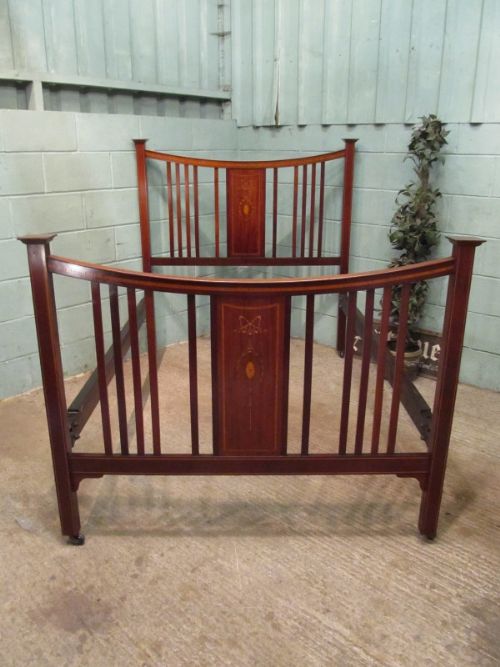 fig 1. ANTIQUE EDWARDIAN INLAID MAHOGANY DOUBLE BED C1900