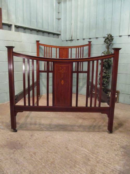 fig 2. ANTIQUE EDWARDIAN INLAID MAHOGANY DOUBLE BED C1900