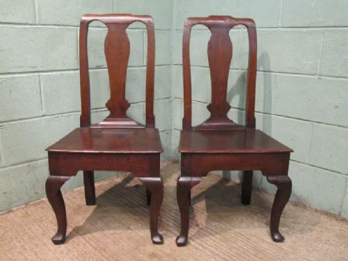 Antique Pair Early 18th Century Georgian Country Oak Chairs C1720