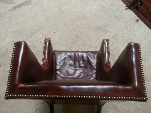 fig 3. ANTIQUE GEORGIAN REGENCY FULL LEATHER CHESTERFIELD WING BACK ARMCHAIR c1820