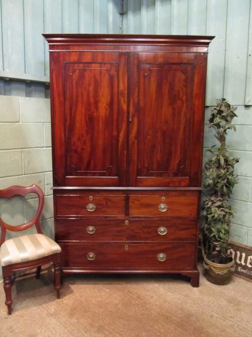Antique Georgian Regency Mahogany Press Wardrobe C1820