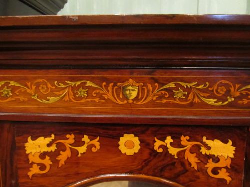 fig 2. Antique Edwardian Rosewood Highly Inlaid Breakfront Triple Wardrobe c1900