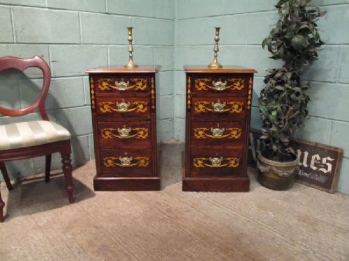 fig 1. Antique Pair Edwardian Rosewood Inlaid Chest of Drawers c1900