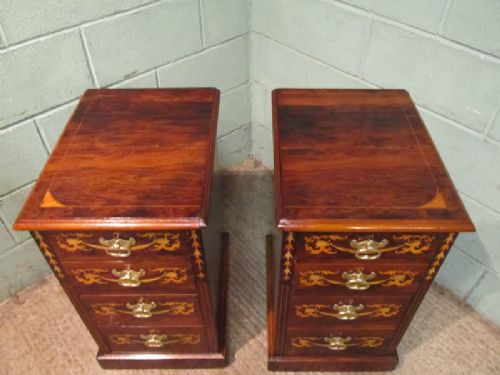 fig 2. Antique Pair Edwardian Rosewood Inlaid Chest of Drawers c1900