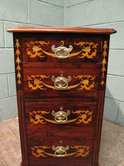 fig 3. Antique Pair Edwardian Rosewood Inlaid Chest of Drawers c1900