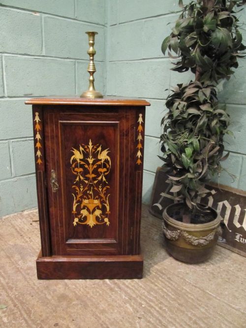 fig 1. Antique Edwardian Rosewood Inlaid Bedside Cabinet c1900