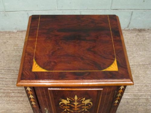 fig 3. Antique Edwardian Rosewood Inlaid Bedside Cabinet c1900