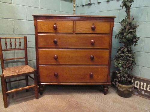 Antique Early Victorian Welsh Oak & Mahogany Chest of Drawers C1850