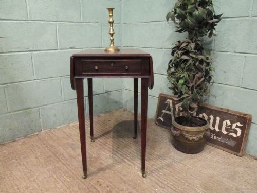 fig 1. Antique Small Georgian Regency Mahogany & Rosewood Drop Leaf Pembroke Side Table c1820