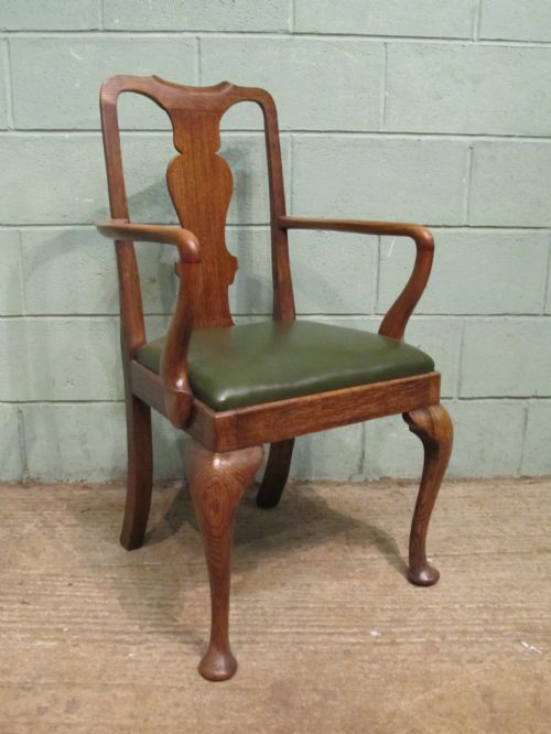 fig 2. Antique Set Eight Edwardian Oak Queen Anne Style Dining Chairs c1900