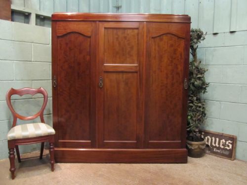 Antique Rare Arts & Crafts Small Mahogany Triple Wardrobe Compactum C1900