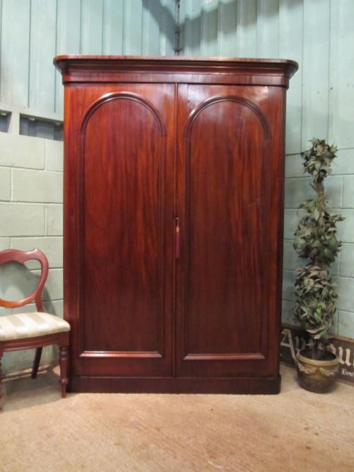 Antique Victorian Mahogany Double Wardrobe C1880