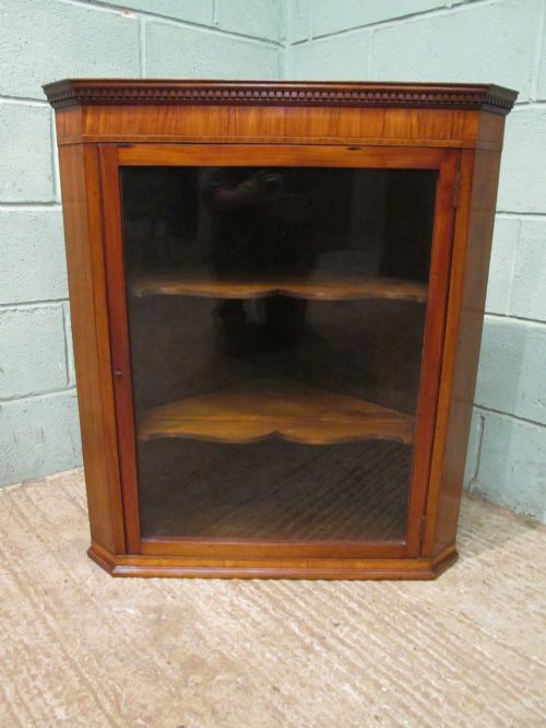 fig 1. ANTIQUE GEORGIAN REGENCY SATINWOOD HANGING CORNER CABINET C1820