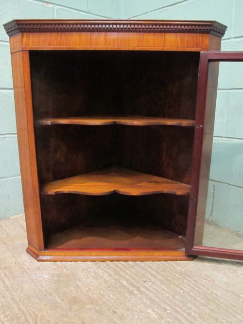 fig 2. ANTIQUE GEORGIAN REGENCY SATINWOOD HANGING CORNER CABINET C1820