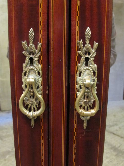 fig 1. ANTIQUE VICTORIAN INLAID MAHOGANY DOUBLE WARDROBE BY MAPLES & CO C1890