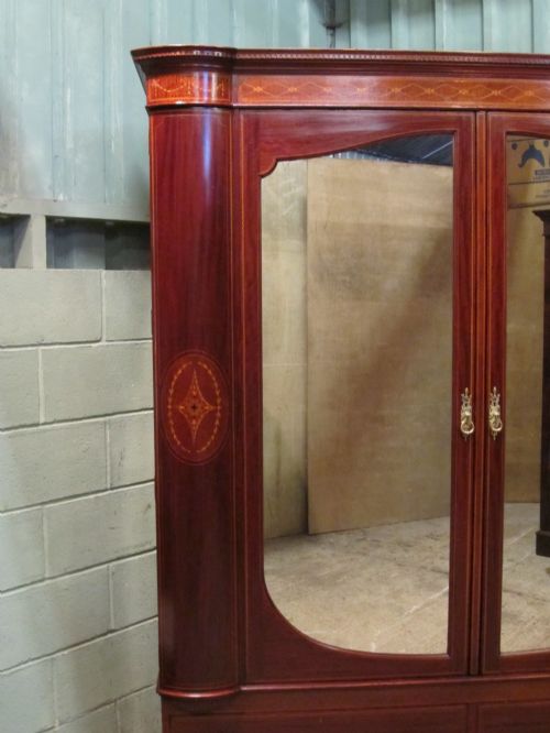fig 2. ANTIQUE VICTORIAN INLAID MAHOGANY DOUBLE WARDROBE BY MAPLES & CO C1890