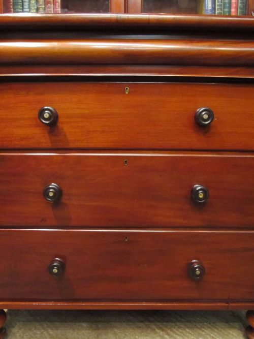 fig 1. ANTIQUE VICTORIAN MAHOGANY BOOKCASE ON CHEST OF DRAWERS C1880