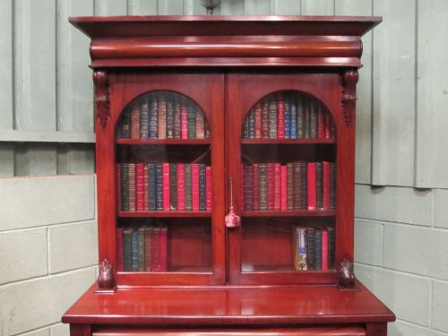fig 2. ANTIQUE VICTORIAN MAHOGANY BOOKCASE ON CHEST OF DRAWERS C1880