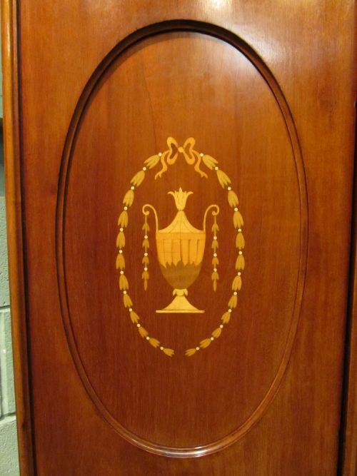 fig 2. ANTIQUE EDWARDIAN INLAID MAHOGANY DOUBLE WARDROBE C1900