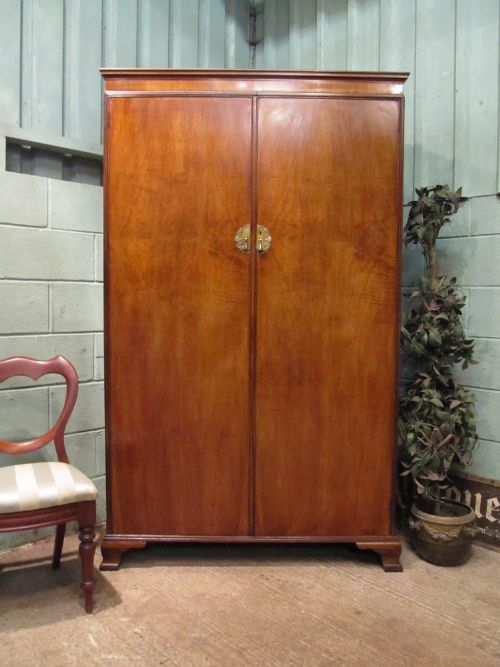 Antique Waring & Gillows Walnut Double Wardrobe C1920