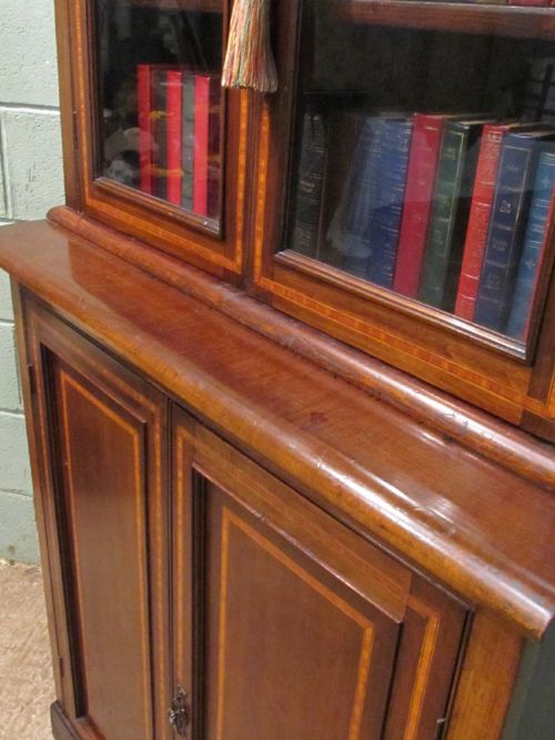 fig 2. ANTIQUE EDWARDIAN MAHOGANY TALL NARROW LIBRARY BOOKCASE C1900