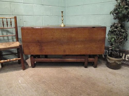 Antique Early Georgian Oak Gate Leg Drop Leaf Dining Table Seats 8 C1730