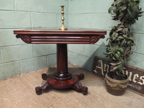 Antique William 1v Plum Pudding Mahogany Fold Over Tea Table C1830
