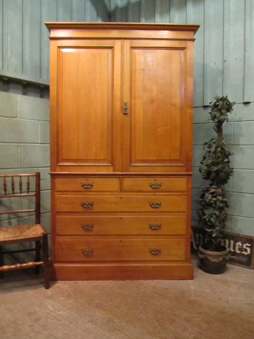 Antique Late Victorian Ash Linen Clothes Press by Maples & Co C1890