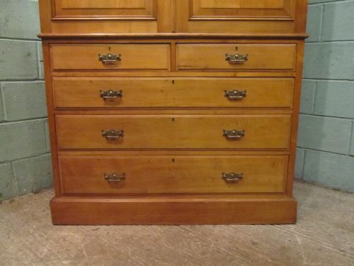 fig 2. ANTIQUE LATE VICTORIAN ASH LINEN CLOTHES PRESS BY MAPLES & CO C1890