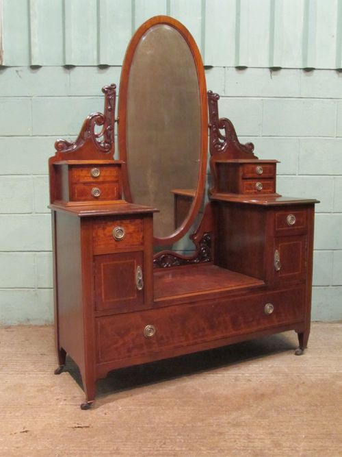 fig 1. ANTIQUE EDWARDIAN ART NOUVEAU MAHOGANY DRESSING TABLE C1900