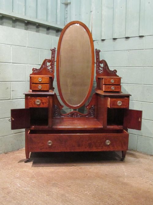 fig 2. ANTIQUE EDWARDIAN ART NOUVEAU MAHOGANY DRESSING TABLE C1900