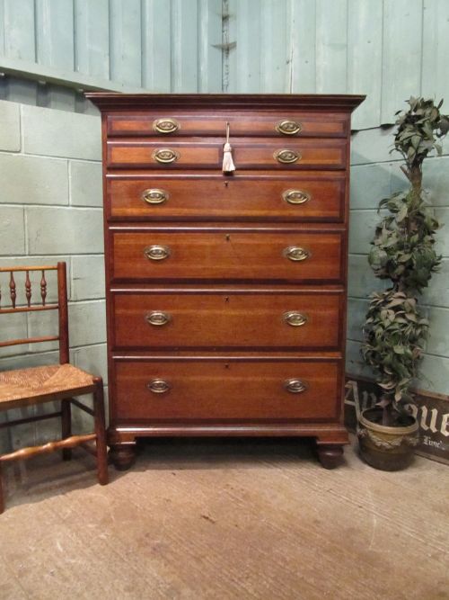 Antique 18th Century Georgian Oak & Mahogany Tall Boy Chest of Drawers C1780.