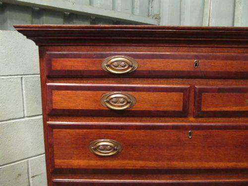 fig 1. ANTIQUE 18TH CENTURY GEORGIAN OAK & MAHOGANY TALL BOY CHEST OF DRAWERS C1780.