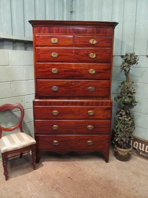 Antique Georgian Regency Flamed Mahogany Chest on Chest C1810