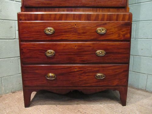 fig 1. ANTIQUE GEORGIAN REGENCY FLAMED MAHOGANY CHEST ON CHEST C1810