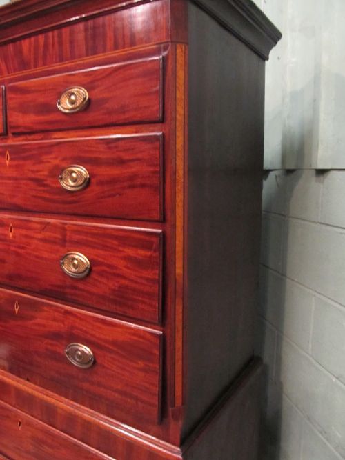 fig 2. ANTIQUE GEORGIAN REGENCY FLAMED MAHOGANY CHEST ON CHEST C1810