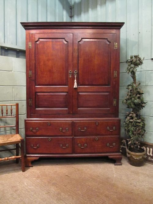 Antique 18th Century Period Oak Livery Cupboard Wardrobe C1780