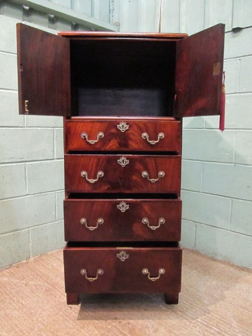 fig 2. ANTIQUE EDWARDIAN FLAMED MAHOGANY TALLBOY CHEST OF DRAWERS C1900