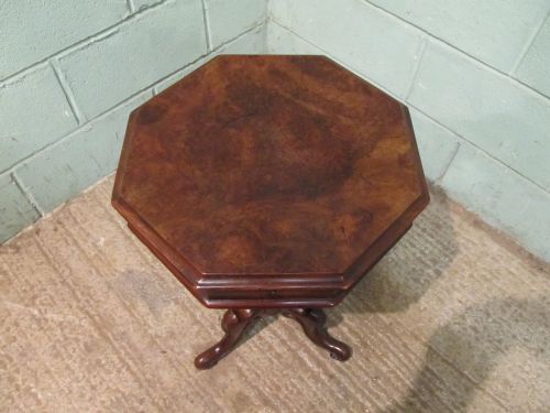 fig 2. ANTIQUE VICTORIAN BURR WALNUT TRUMPET SEWING WORK TABLE C1880