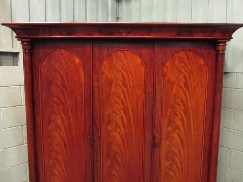 fig 1. ANTIQUE WILLIAM 1V FLAMED MAHOGANY TRIPLE WARDROBE GENTS COMPACTUM C1830