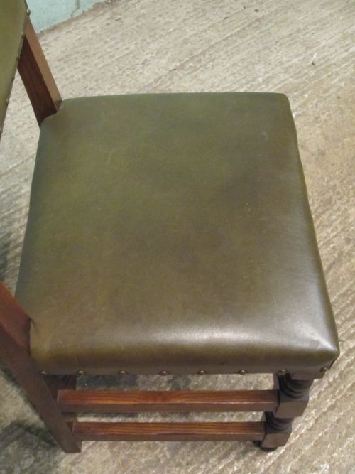 fig 2. SUPERB SET 10 MATCHING OAK AND LEATHER JACOBEAN STYLE DINING CHAIRS C1920