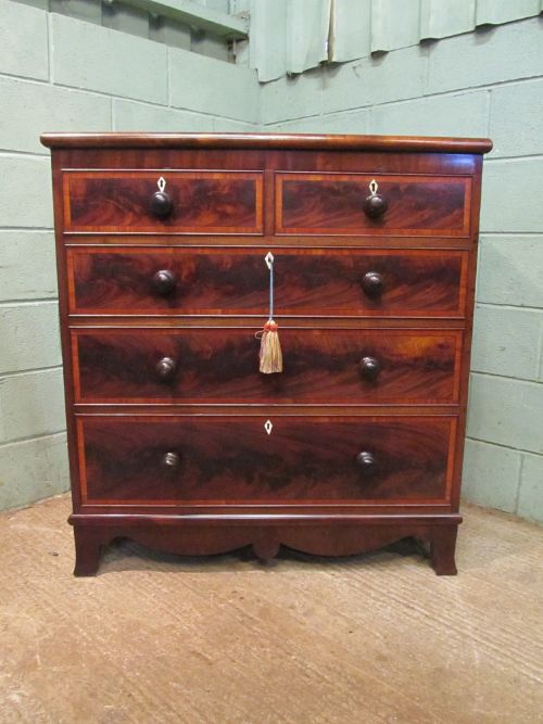 fig 1. ANTIQUE REGENCY MAHOGANY & SATINWOOD CHEST OF DRAWERS C1820