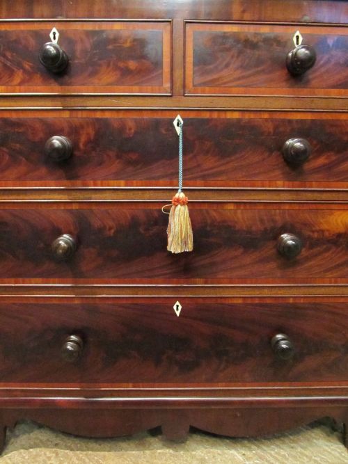 fig 2. ANTIQUE REGENCY MAHOGANY & SATINWOOD CHEST OF DRAWERS C1820