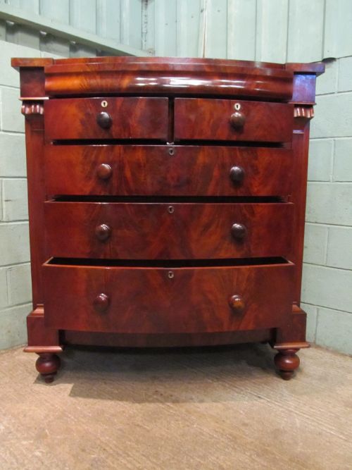 fig 2. ANTIQUE VICTORIAN MAHOGANY LARGE BOW FRONT SCOTCH CHEST OF DRAWERS C1860