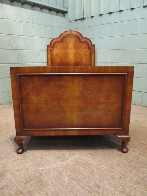 fig 1. ANTIQUE PAIR OF EDWARDIAN BURR WALNUT SINGLE BEDS IN QUEEN ANNE STYLE C1900