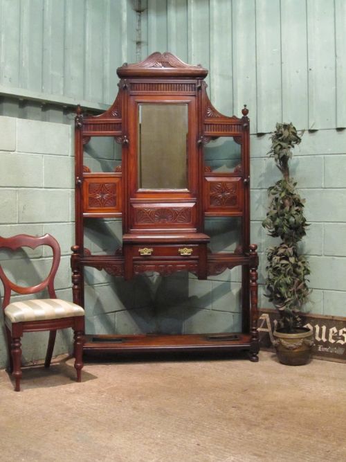 Antique Late Victorian Mahogany Hall Stand C1890