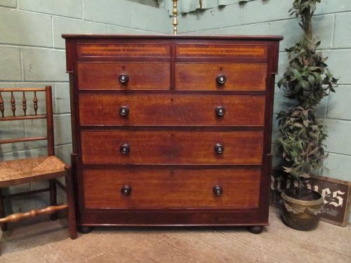 Antique Victorian Welsh Oak and Mahogany Chest of Drawers C1880.