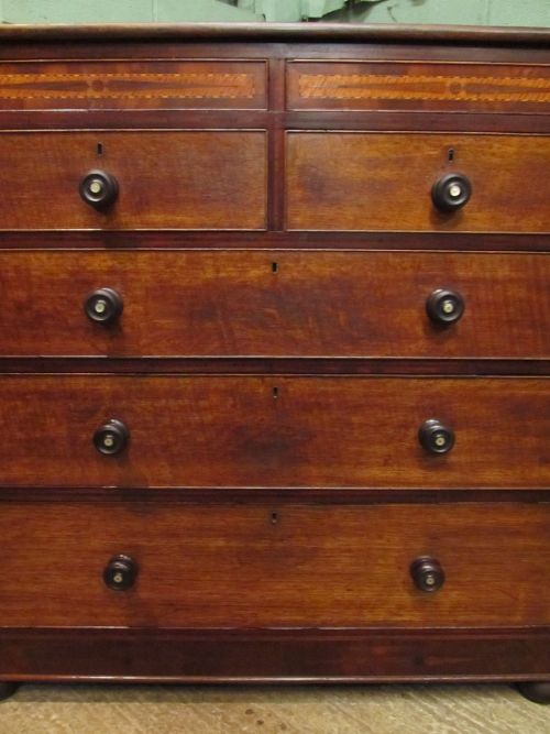 fig 1. ANTIQUE VICTORIAN WELSH OAK AND MAHOGANY CHEST OF DRAWERS C1880.